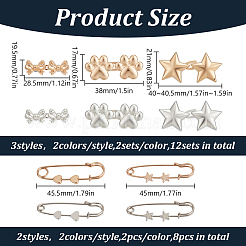 20 pièce 10 styles d'épingles à kilt en alliage et épingles à boutons de jean réglables&nbsp;FIND-DR0001-79