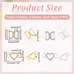 8 Stück 4 Stil Messing Kristall Strass Schuhdekoration&nbsp;FIND-HY0003-22