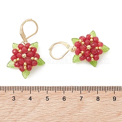 Boucles d'oreilles à levier en jade malaisien naturel et perles de verre&nbsp;EJEW-MZ00700-02