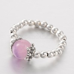 Ton zwei natürliche Jade Strecke Fingerringe&nbsp;RJEW-JR00152