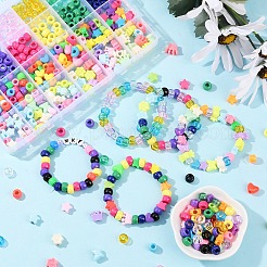 DIY-Sets zum Herstellen von Armbändern aus Kunststoffperlen in gemischten Formen&nbsp;DIY-YW0011-06