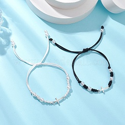 2 pz braccialetti con maglie incrociate in lega&nbsp;BJEW-JB11528