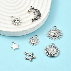 48 Uds. 24 estilos colgantes de aleación de estilo tibetano sol/estrella/luna&nbsp;DIY-YW0008-84