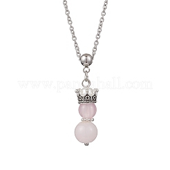 Colliers faits à la main en perles de verre avec pendentif prince et couronne en acier inoxydable 304 pour femmes&nbsp;NJEW-JN05447-01