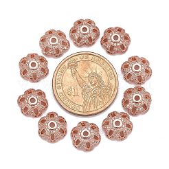 Umweltfreundliche 6-Blütenblatt Blume Messing Micro Pave Zirkonia Perlenkappen&nbsp;LS-ZIRC-M098-01RG-FF