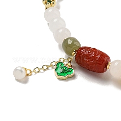 Runde Wickelarmbänder aus natürlichen weißen Jadeperlen&nbsp;BJEW-M315-07