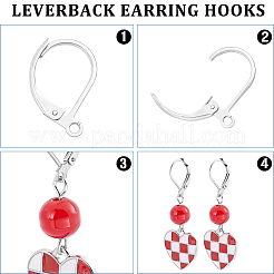 100 pièce de boucles d'oreilles à levier en acier inoxydable 304&nbsp;STAS-BBC0011-10