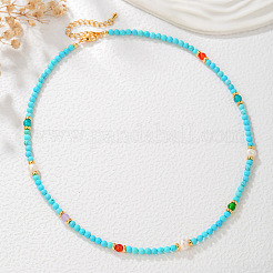 Armbänder und Halsketten-Sets aus rundem synthetischem Türkis&nbsp;JT3894-3