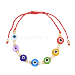 Braccialetti di perline intrecciate con perline di vetro lavorate a mano e regolabili contro il malocchio per uomo e donna&nbsp;BJEW-JB12485-02