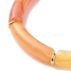 Braccialetto elasticizzato con perline in tubo curvo acrilico con pietra preziosa imitazione&nbsp;BJEW-JB07949
