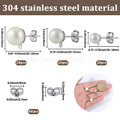 Boucles d'oreilles à tige en acier inoxydable 304&nbsp;EJEW-SP0001-17C