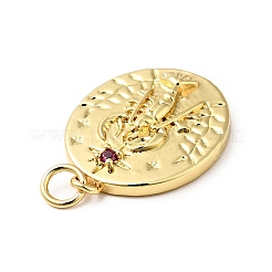 Placage en rack laiton micro pavé fuchsia pendentifs en zircone cubique&nbsp;KK-H431-56G