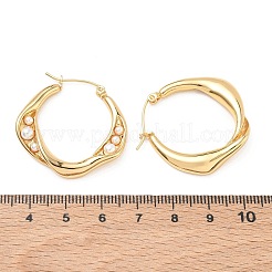 Pendientes de aro con perlas de acero inoxidable 304 y plástico ABS&nbsp;SA-CBA2696-31G