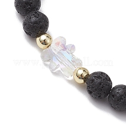 Braccialetti elasticizzati rotondi con perline di roccia lavica naturale da 6 mm&nbsp;BJEW-JB10669