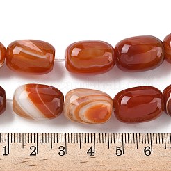 Hebras de cuentas de ágata natural con bandas/ágata rayada (teñidas y calentadas)&nbsp;G-H324-01G