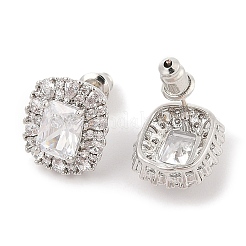 Pendientes rectangulares de latón con circonitas cúbicas pavé para mujer&nbsp;EJEW-I304-20P-03