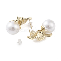Boucles d'oreilles en laiton et résine imitation perle&nbsp;EJEW-B046-04G