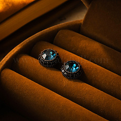 Boucles d'oreilles rondes et plates en laiton avec micro pavé de zircones cubiques&nbsp;FS-WGEF433-01