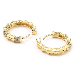 Orecchini a cerchio con micro pavé di zirconi chiari in ottone placcato cremagliera&nbsp;EJEW-M223-08G