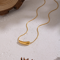 Colliers minimalistes en acier inoxydable 304 avec pendentif en forme de haricot et chaîne serpent ronde pour femmes&nbsp;YF8293-1