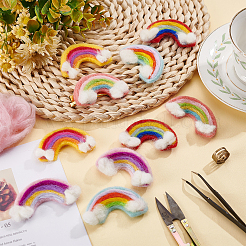 10 stücke 5 farben handarbeit filz nadel filzen regenbogen ornamente&nbsp;AJEW-BC0001-98