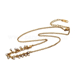 Collana con ciondolo a nappa piatta e rotonda in acciaio inossidabile 304 con strass di cristallo&nbsp;NJEW-G199-05G