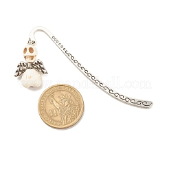 Marcapáginas turquesa sintético teñido calavera con alas&nbsp;AJEW-JK00180-03