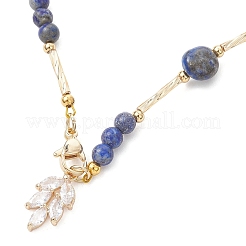 Lariat-Halsketten aus natürlichem Lapislazuli (rund und in Nuggetsform)&nbsp;NJEW-JN05727