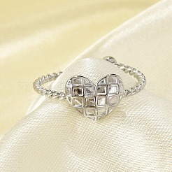 Offene Manschettenringe aus 304 Edelstahl mit Herzmotiv für Damen&nbsp;RJEW-G338-07P