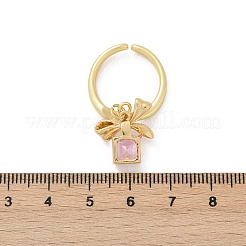 Anillos de puño abiertos ajustables con micropavé de circonita cúbica de latón para mujer&nbsp;RJEW-U057-05G