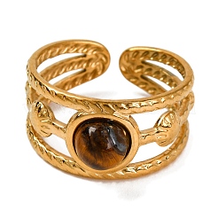 Anillos de dedo redondos de piedra natural mixta&nbsp;RJEW-Q822-15G
