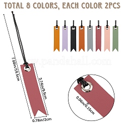 16pcs 8 Farben Leder Lesezeichen&nbsp;AJEW-CP0007-55