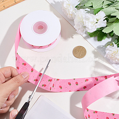 1 Rolle einseitig bedruckte Polyesterbänder mit Erdbeer-/Blumenmuster&nbsp;DIY-CY0002-17B