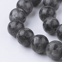 Brins de perles de larvikite noire naturelle&nbsp;G-G735-57-12mm