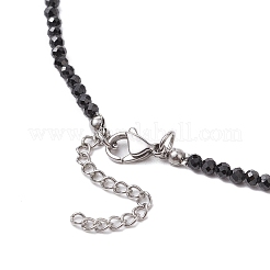 Collane di perline di spinello nero naturale sfaccettato rotondo da 3 mm&nbsp;NJEW-JN05126