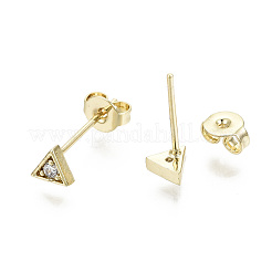 Boucles d'oreilles en laiton zircon cubique micro pavé clair&nbsp;EJEW-T046-33G-NF
