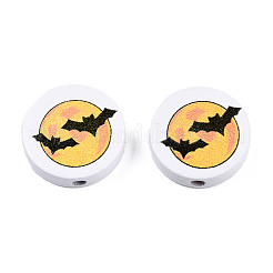 Perline di legno naturale stampate halloween&nbsp;WOOD-T021-96