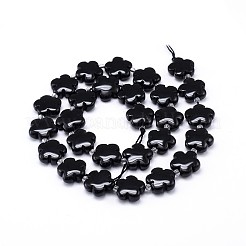Natürliche schwarze Onyx-Blumenperlenstränge&nbsp;G-M206-10B