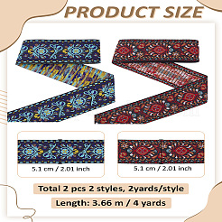 4 Yards 2 Stile flaches Polycotton-Band im ethnischen Stil mit bestickten Blumen&nbsp;OCOR-LP0004-15