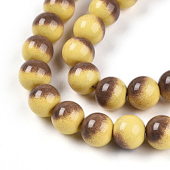 Chapelet de perles en verre baking paint&nbsp;DGLA-N012-8mm-09