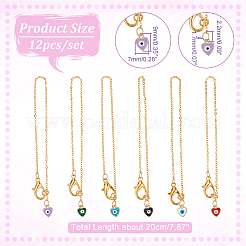 Coeur avec décoration pendentif émail laiton mauvais oeil&nbsp;HJEW-AB00013