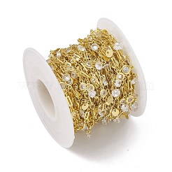 Catene a maglie rotonde piatte rettangolari in ottone e zirconi cubici&nbsp;CHC-P010-05G
