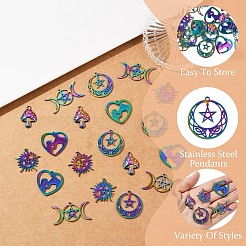 20 pièce 5 styles 201 pendentifs en acier inoxydable&nbsp;STAS-YW0002-68