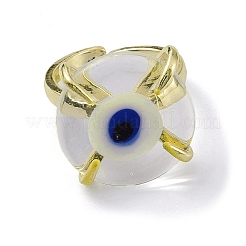 Anello polsino aperto malocchio lampwork&nbsp;RJEW-M147-01LG-06