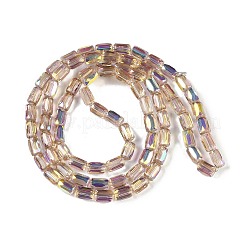 Fili di perline di vetro a chevron galvanizzati&nbsp;GLAA-Q101-02A-AB09