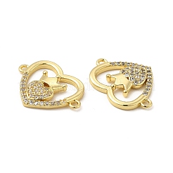 Ciondoli connettore in ottone con micro pavé di zirconi chiari&nbsp;KK-E068-VB350
