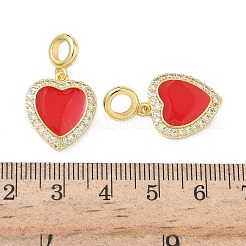 Messing Mikro Pflaster klar Zirkonia Herz europäischen baumeln Charms&nbsp;KK-L256-21G