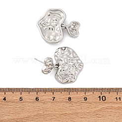 Boucles d'oreilles pendantes en laiton avec cœur martelé&nbsp;EJEW-R025-23P