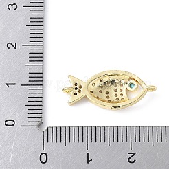 Messing Micro Pave klare Zirkonia Fisch Verbinder Verbinder Charms&nbsp;KK-K399-06G
