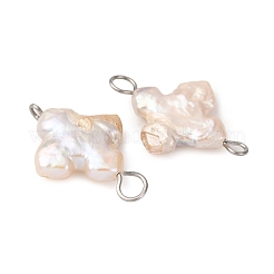 Natürliche barocke Keshi-Perlen-Kreuz-Verbinder-Charms&nbsp;PALLOY-JF04208-01